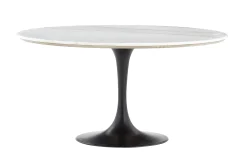Discount Flamant Aboah, Eettafel, Rond, Wit Marmer, 145 Cm