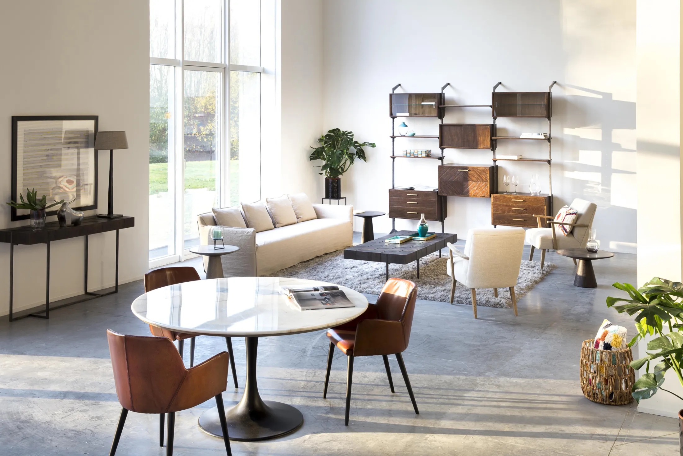 Discount Flamant Aboah, Eettafel, Rond, Wit Marmer, 145 Cm
