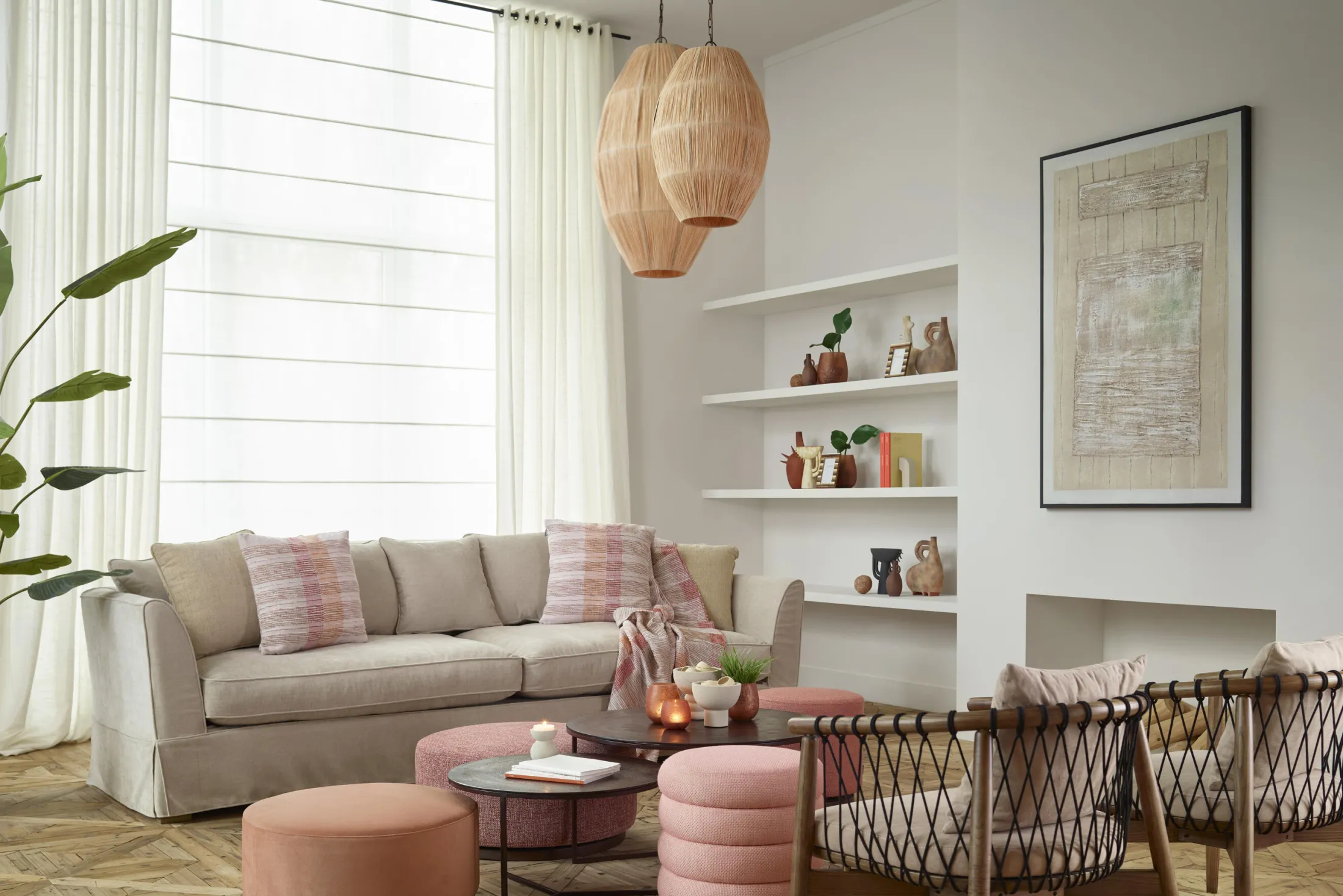 Clearance Flamant Aimee, Hanglamp, Raffia En Ijzer, S