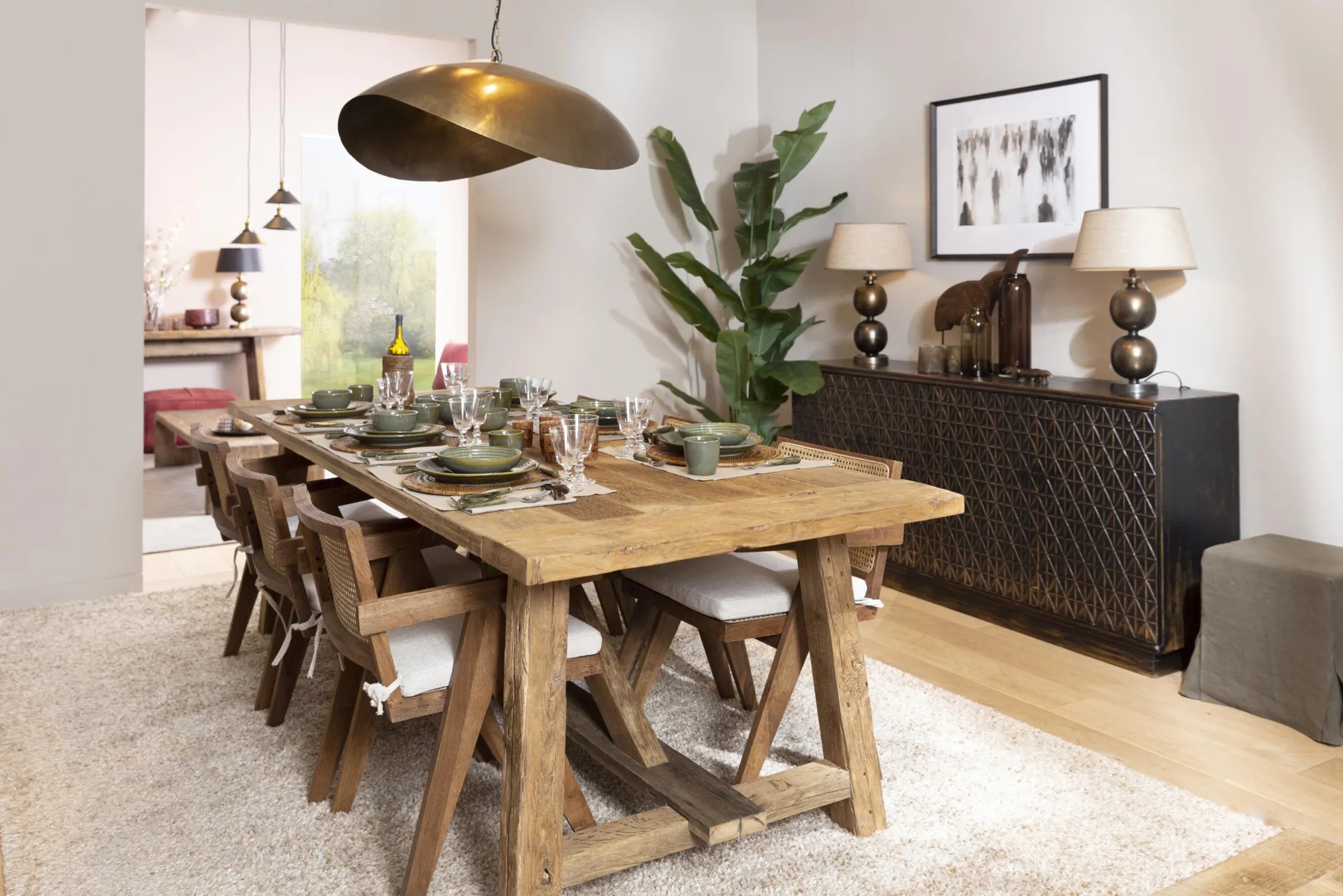 Discount Flamant Annelie, Tafellamp, Antiek Koperen Afwerking