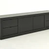 Hot Flamant Bjorn, Tv-Meubel, Zwart, 2 Deuren, 4 Lades