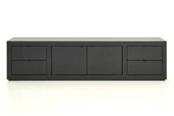 Hot Flamant Bjorn, Tv-Meubel, Zwart, 2 Deuren, 4 Lades