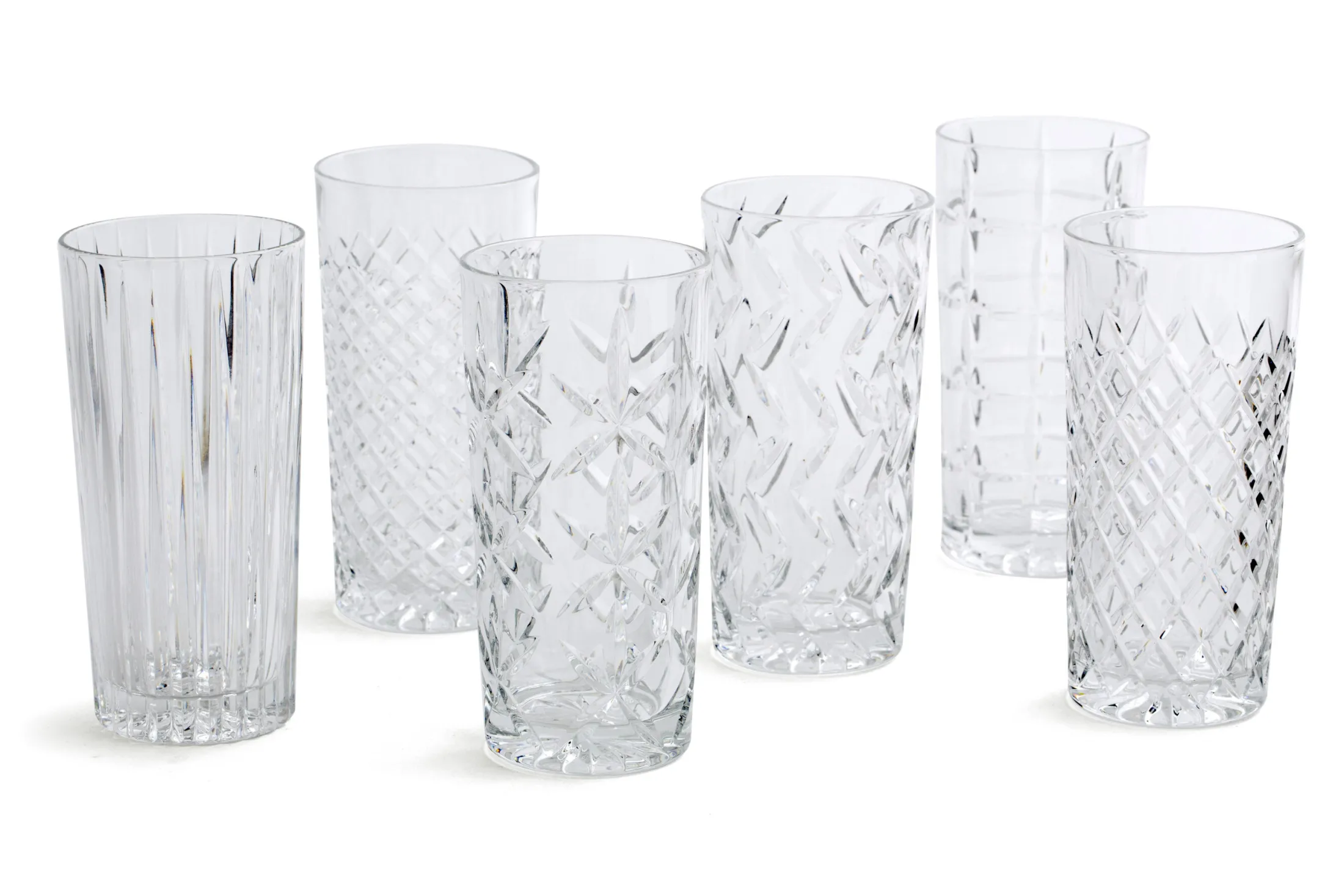 Clearance Flamant Bogart, Hoog Glas, Handgeslepen, Set Van 6