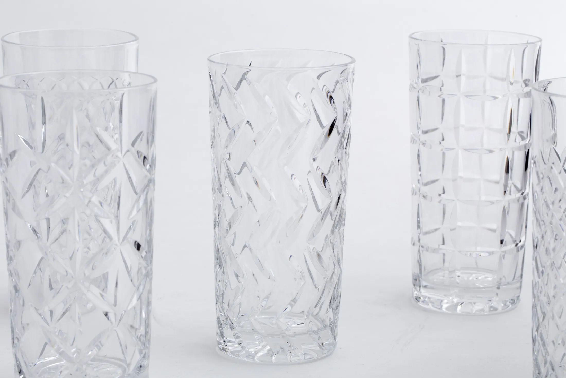 Clearance Flamant Bogart, Hoog Glas, Handgeslepen, Set Van 6