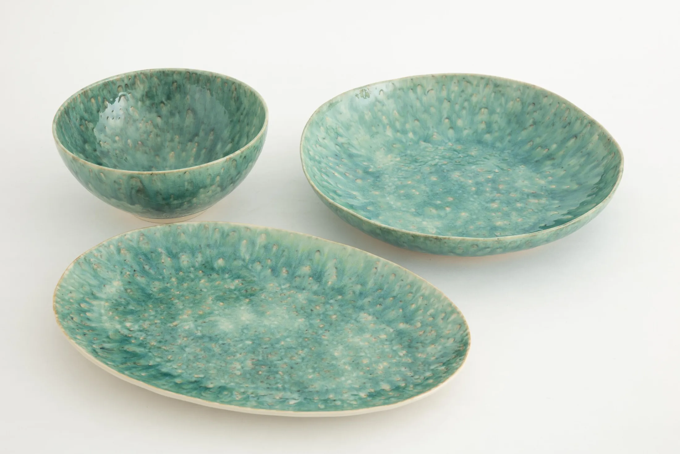 Clearance Flamant Cresta, Serveerschaal, Keramiek, Turkoois, Rond, 24Cm