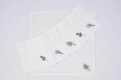 Best Flamant Lavendel, Servet, Borduurwerk, Set Van 6