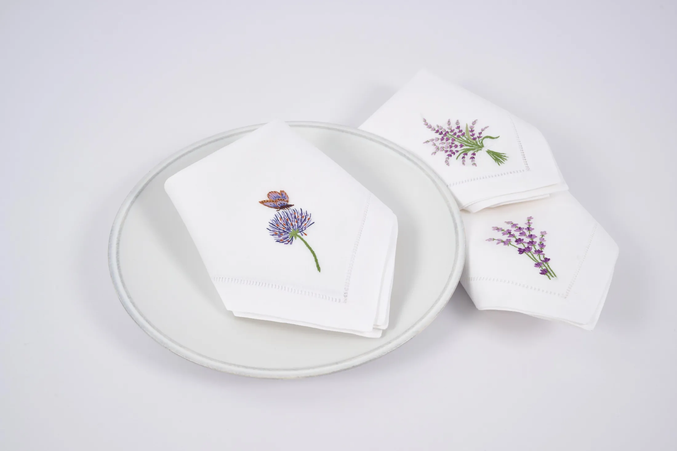 Best Flamant Lavendel, Servet, Borduurwerk, Set Van 6