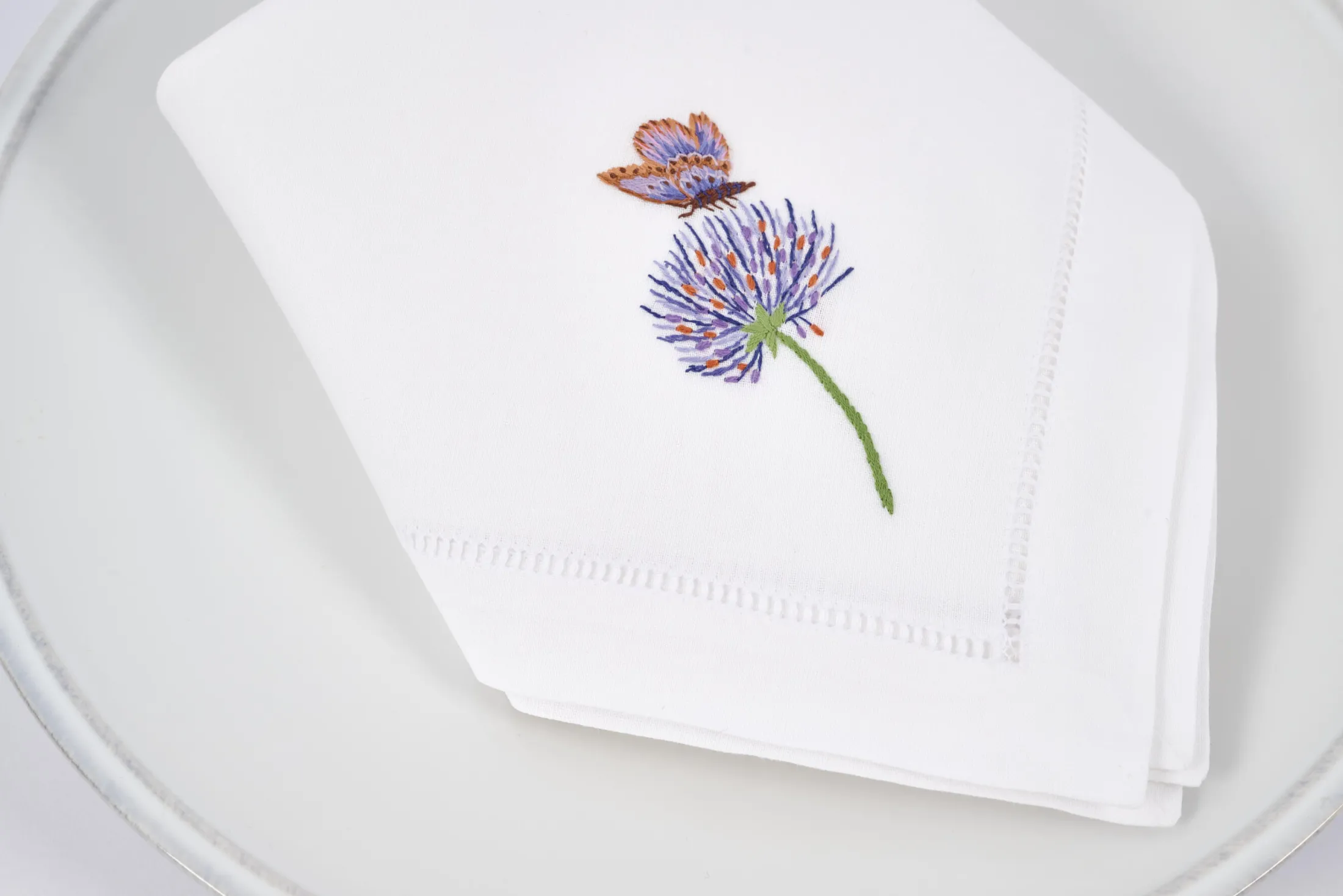 Best Flamant Lavendel, Servet, Borduurwerk, Set Van 6