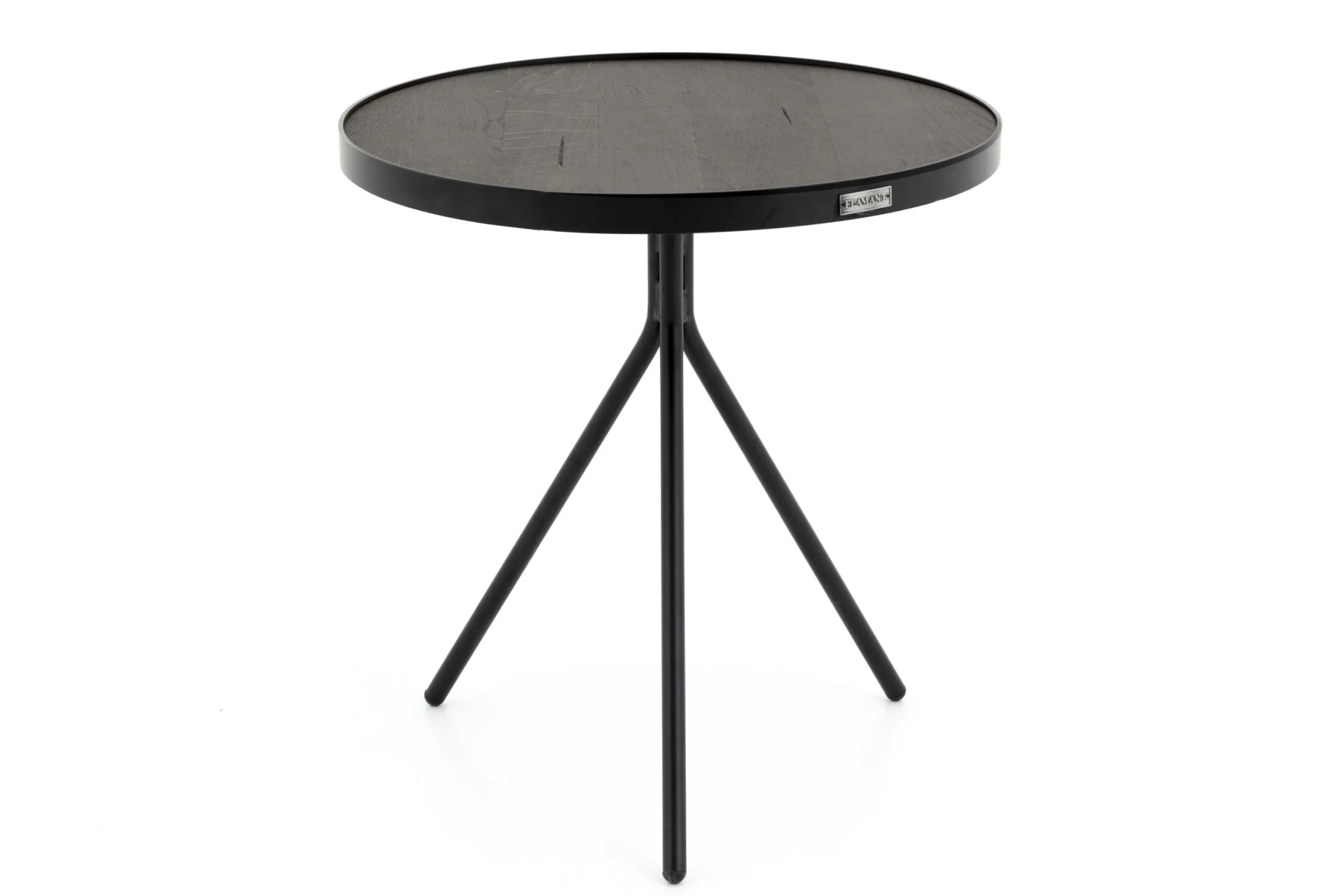 Hot Flamant Madison, Bijzettafel, Eiken En Metaal, Rond, 45 Cm, Donkerbruin