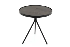 Hot Flamant Madison, Bijzettafel, Eiken En Metaal, Rond, 45 Cm, Donkerbruin