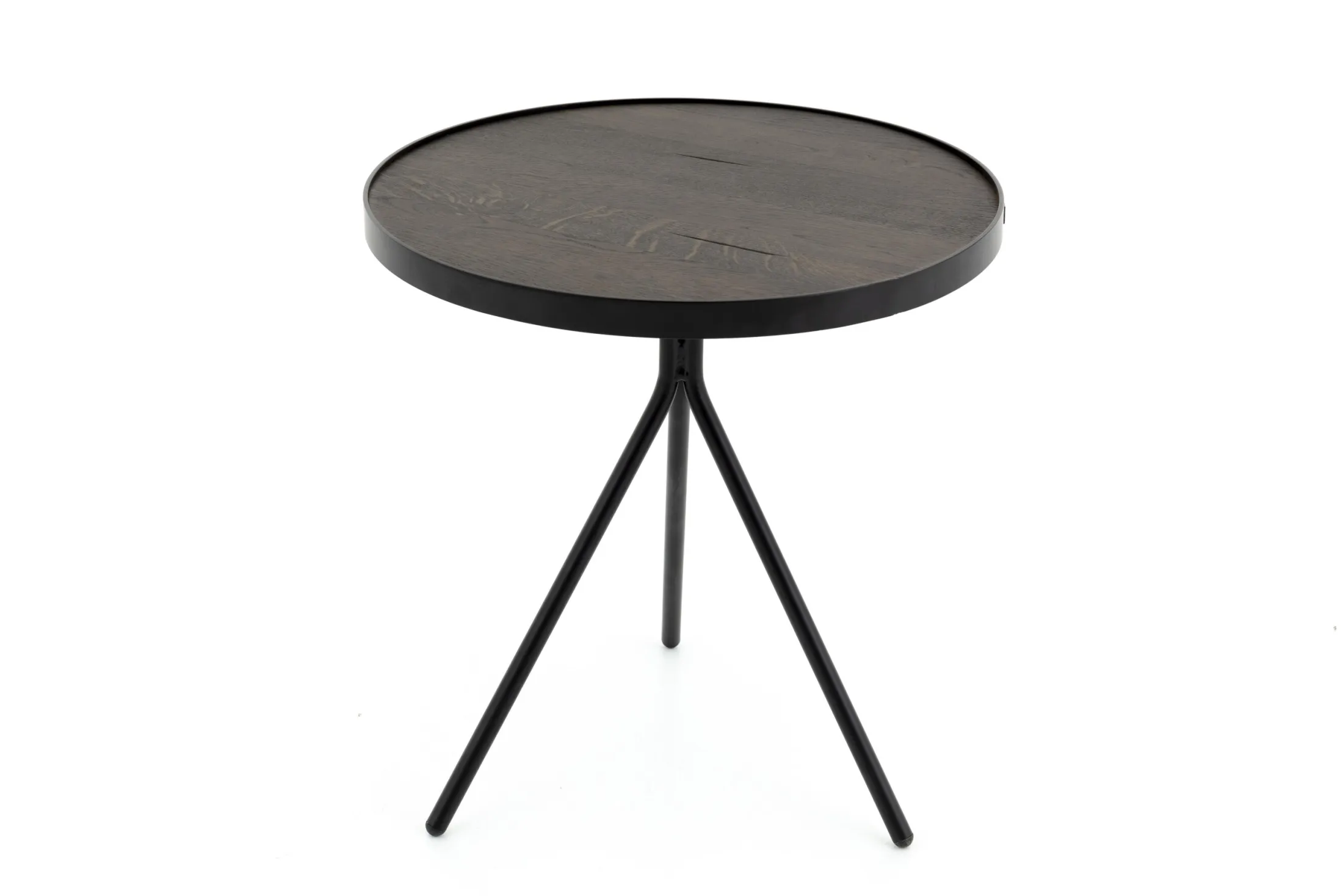 Hot Flamant Madison, Bijzettafel, Eiken En Metaal, Rond, 45 Cm, Donkerbruin