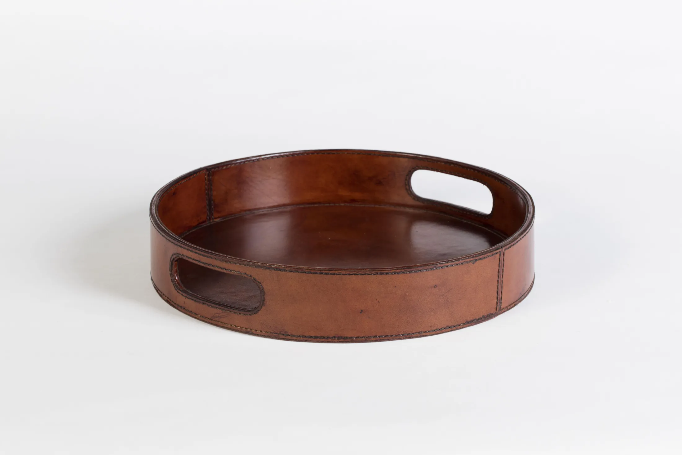 Outlet Flamant Manhattan, Dienblad, Bruin Leer, Rond