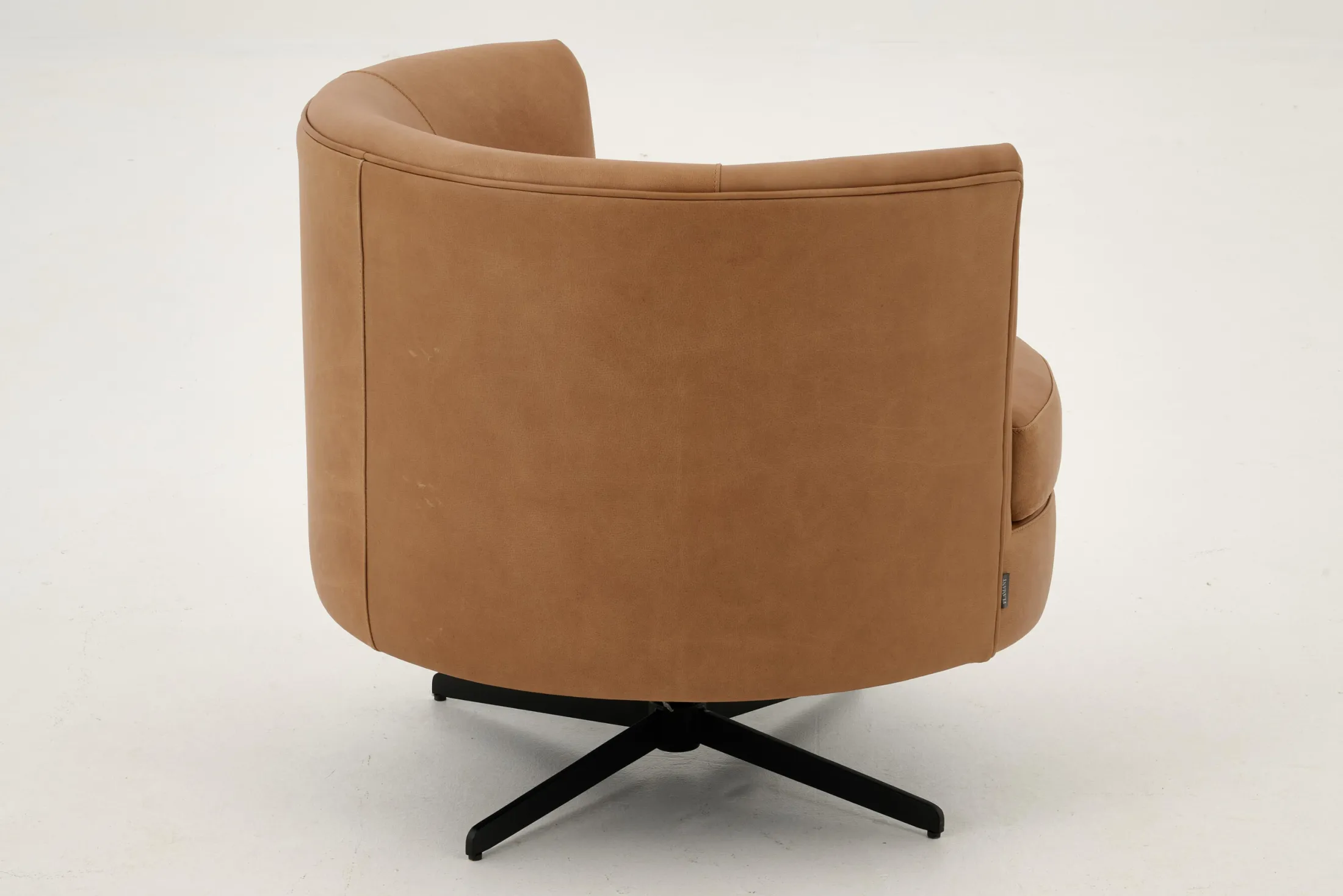 Clearance Flamant Marchetti, Fauteuil, Leer Cognoac, Draaibaar