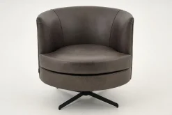 Clearance Flamant Marchetti, Fauteuil, Leer Zwart, Draaibaar