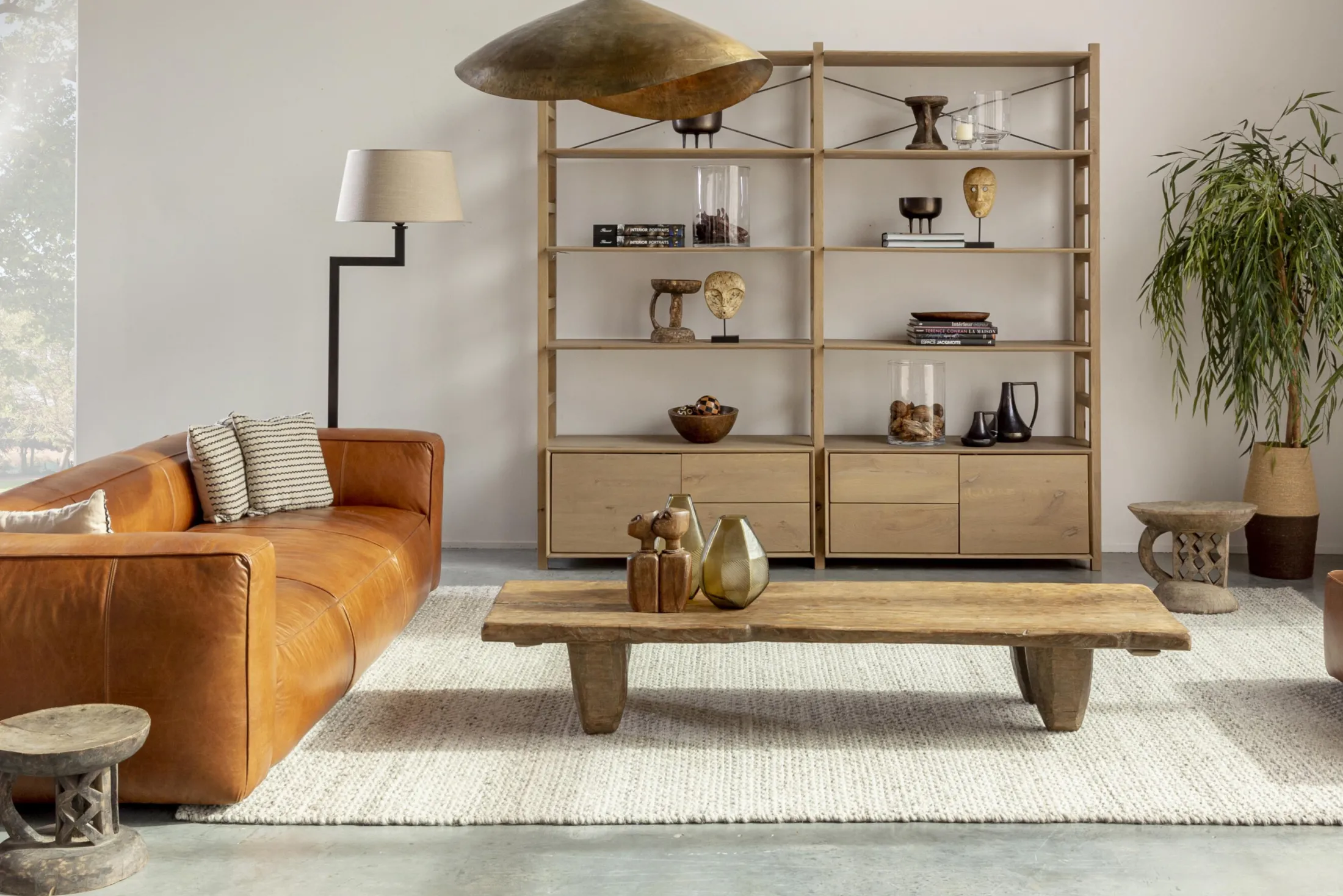 Outlet Flamant Martha, Staande Lamp, Bruin/Zwart, Messing