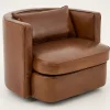 New Flamant Nelia, Fauteuil, Leer Cognoac, Draaibaar
