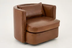 New Flamant Nelia, Fauteuil, Leer Cognoac, Draaibaar