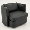 Online Flamant Nelia, Fauteuil, Leer Zwart, Draaibaar