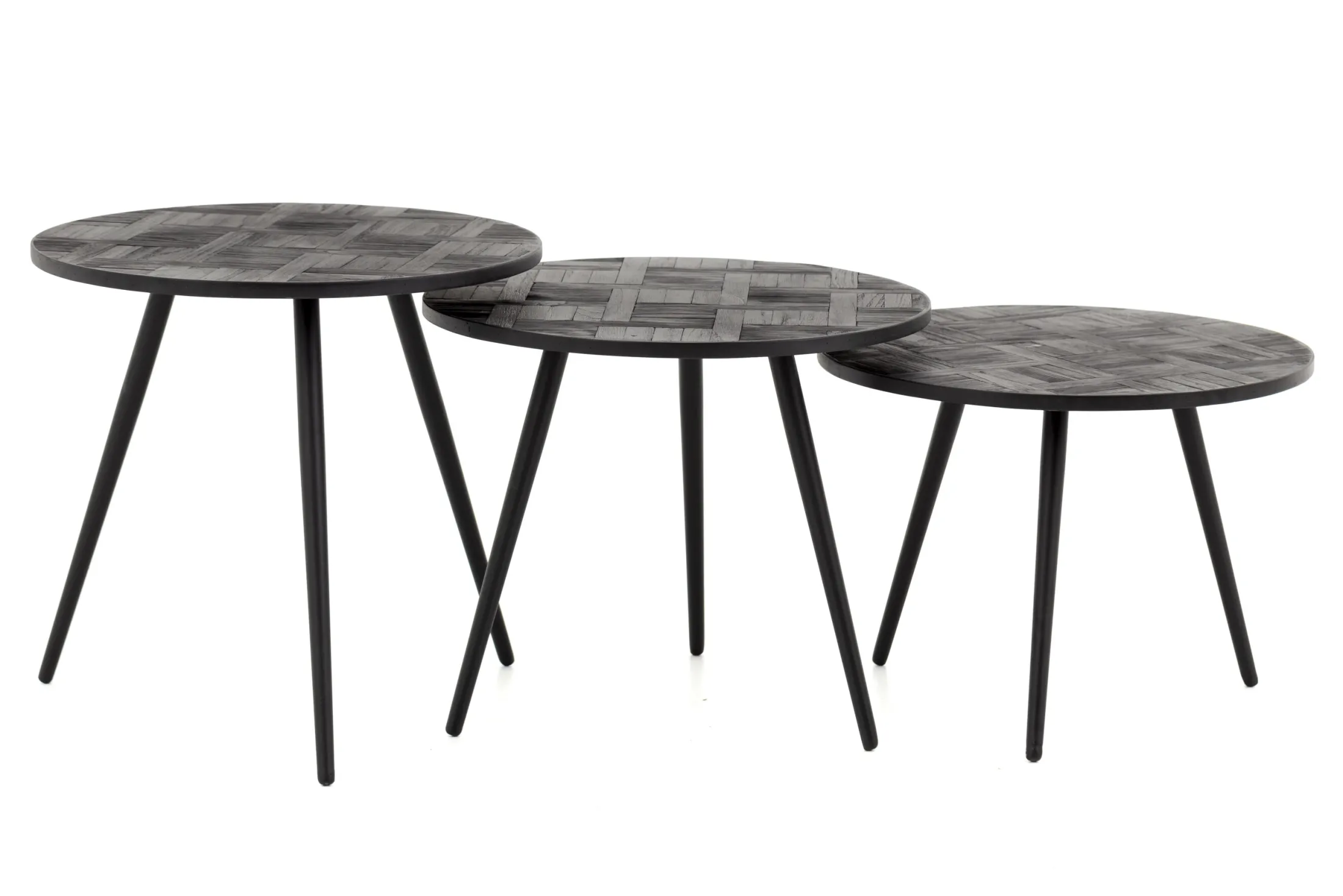 Clearance Flamant Robyn, Bijzettafel, Teruggewonnen Teak, Rond, Set Van 3