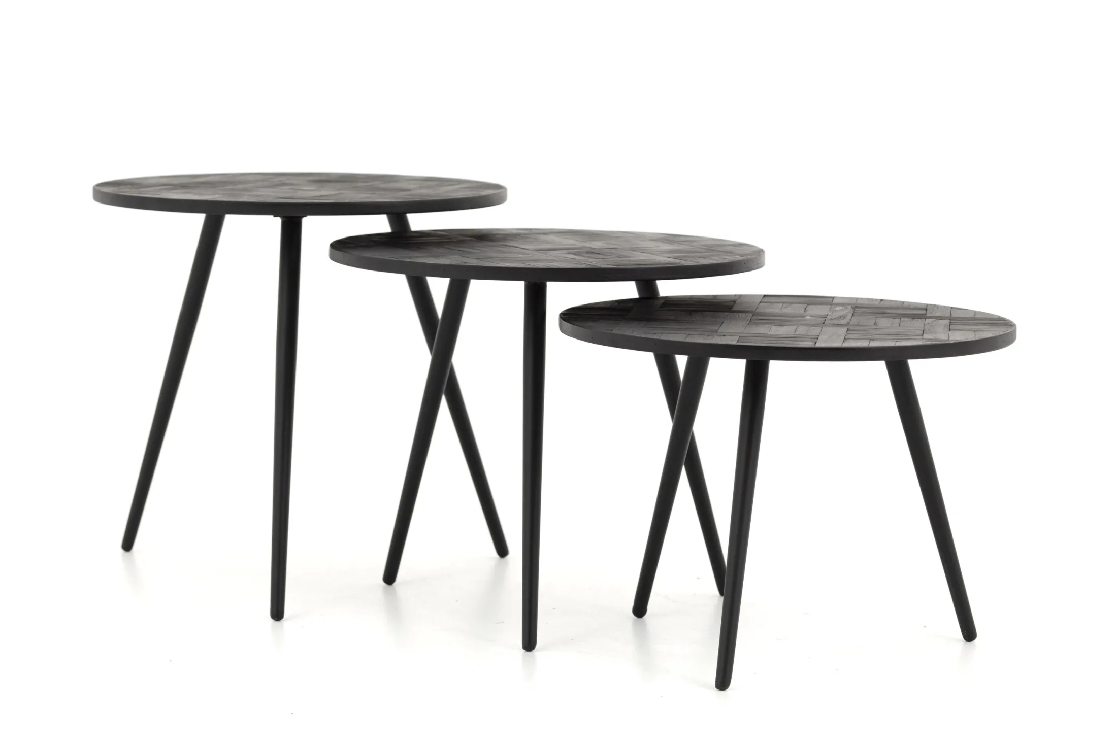 Clearance Flamant Robyn, Bijzettafel, Teruggewonnen Teak, Rond, Set Van 3