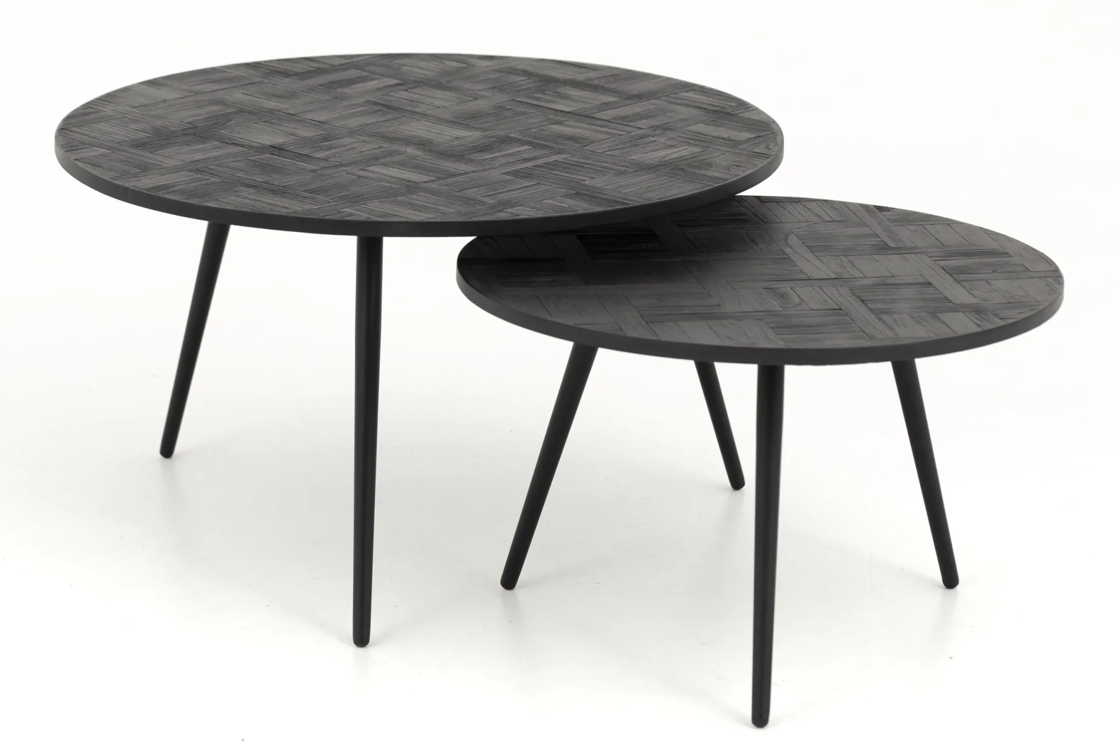 Hot Flamant Robyn, Salontafel, Teruggewonnen Teak, Rond, Set Van 2