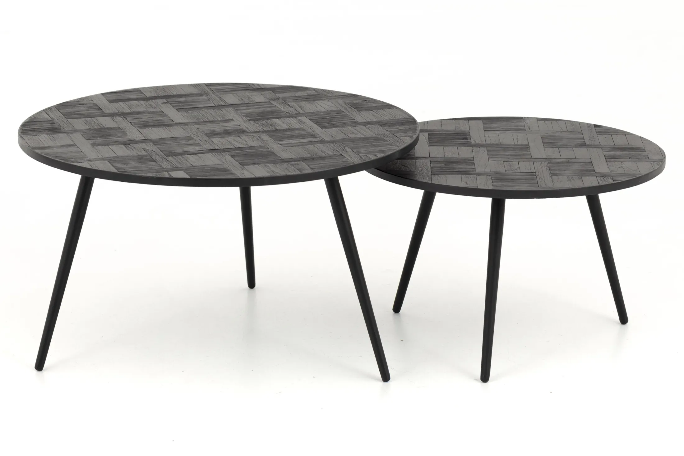 Hot Flamant Robyn, Salontafel, Teruggewonnen Teak, Rond, Set Van 2