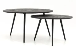 Hot Flamant Robyn, Salontafel, Teruggewonnen Teak, Rond, Set Van 2