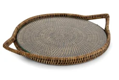 Hot Flamant Togo, Dienblad, Rond, Met Glas, Riet