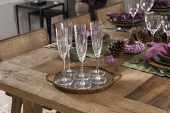 Hot Flamant Togo, Dienblad, Rond, Met Glas, Riet