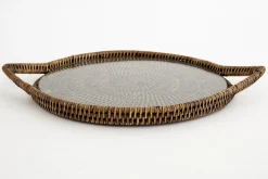 Hot Flamant Togo, Dienblad, Rond, Met Glas, Riet
