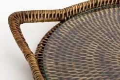 Hot Flamant Togo, Dienblad, Rond, Met Glas, Riet